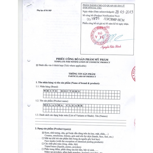 kem white doctors MELASMA CLEARR kem giảm nám nhẹ,sạm da,tổn thương da do sử dụng hoá Mỹ phẩm hủ 40Ml