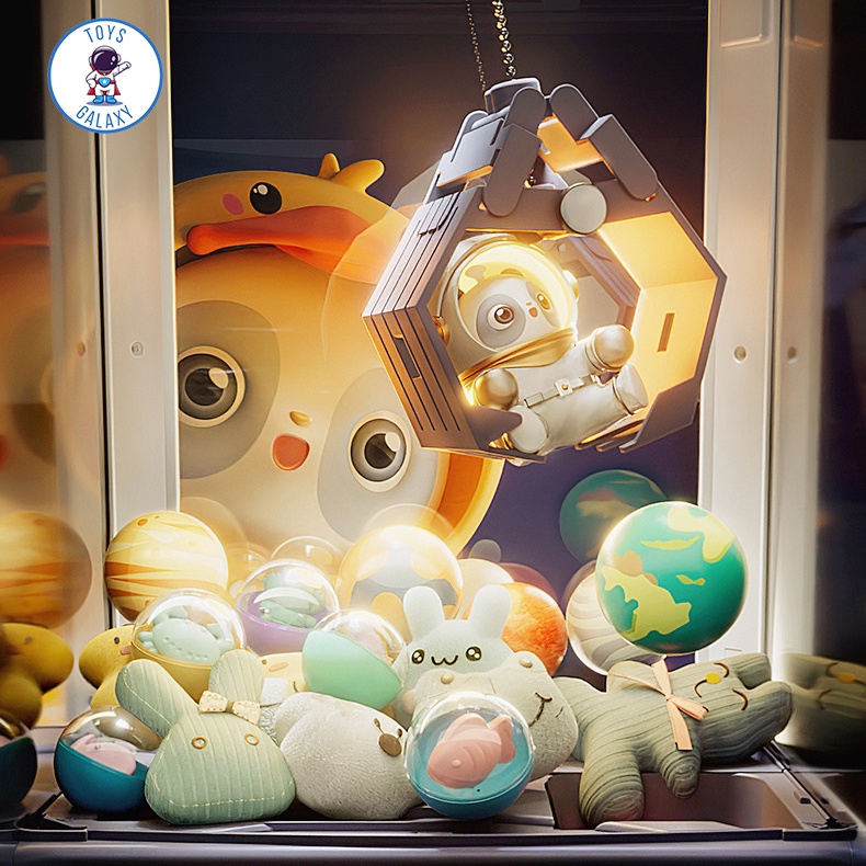 Máy Gắp Thú Bông Mini Phi Hành Gia Kích Thước Lớn Có Nhạc Và Đèn Kèm Xu Đếm Thời Gian, Có Sẵn Nhiều Thú Bông Cho Bé