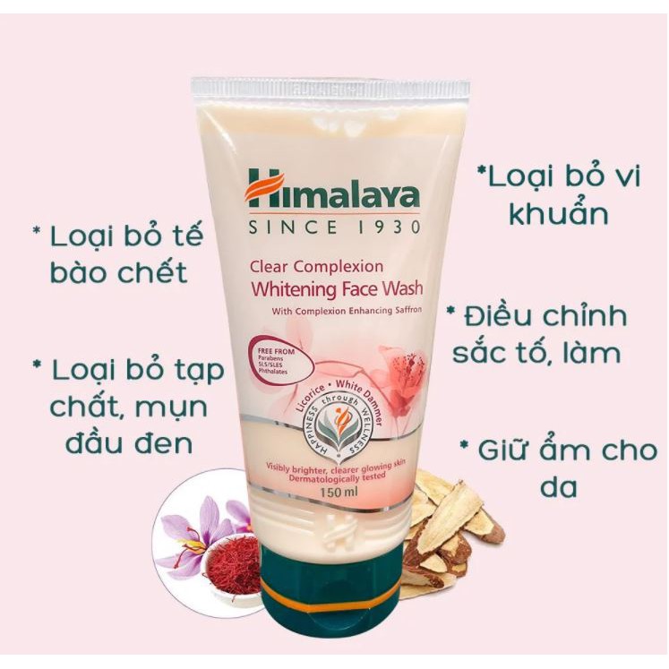 Sữa Rửa Mặt Dưỡng Trắng Da Chiết Xuất Nghệ Tây Himalaya Clear Complete Whitening Face Wash