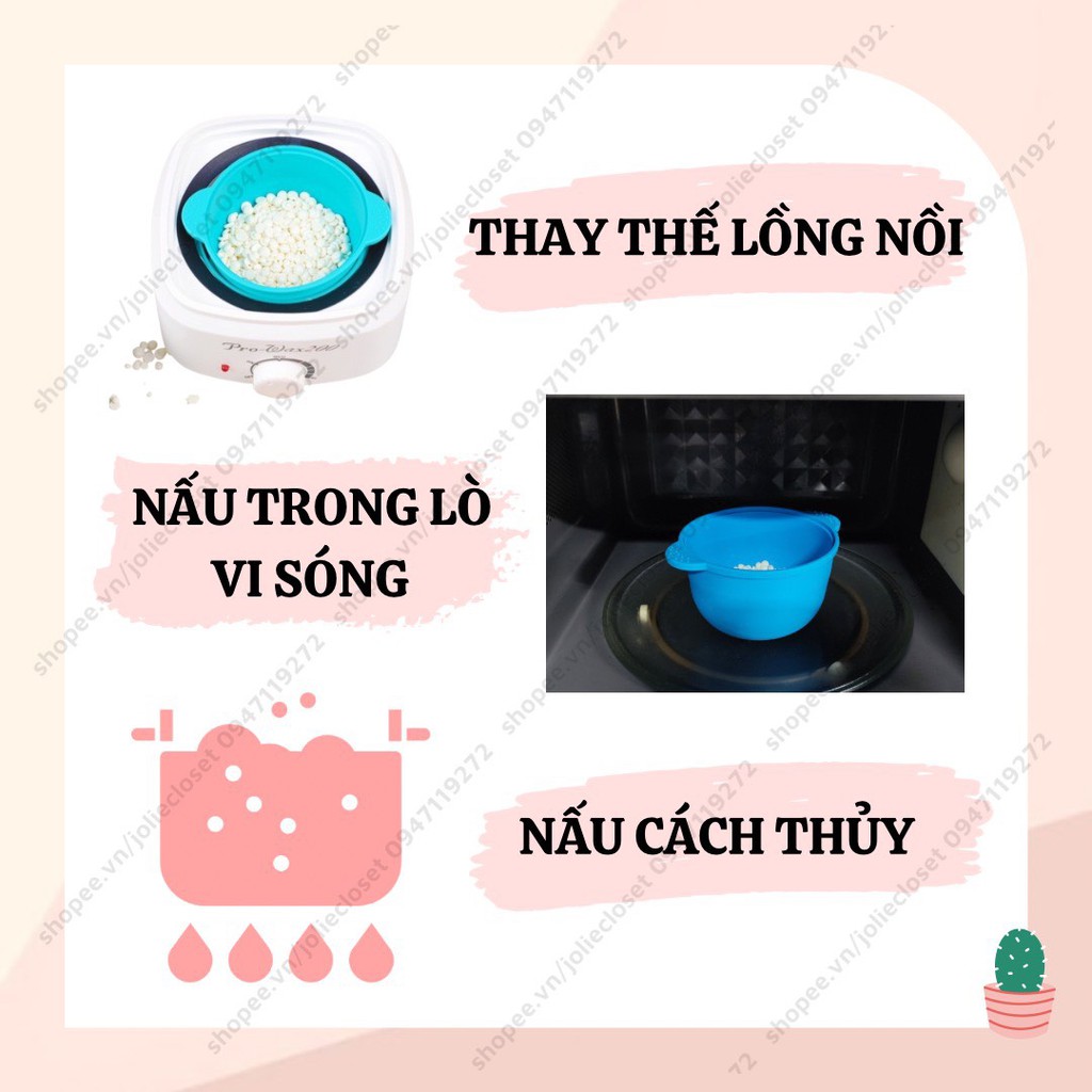 Chén silicon nấu sáp wax lông chịu nhiệt cao, chén nấu sáp chống dính silicon làm sạch dễ dàng