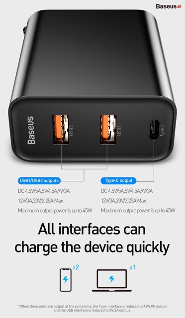 Bộ sạc nhanh đa năng, công suất cao Baseus PPS Quick Charger 60W