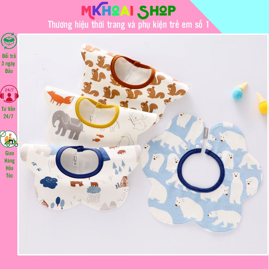 Yếm Organic sợi tre tròn xoay 6 lớp giữ ấm cổ và ngực cho bé