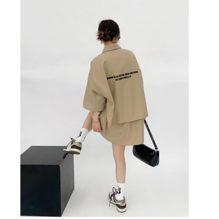 Áo Sơ Mi Tay Ngắn Cổ Bẻ Giả Hai Lớp Dáng Rộng Thời Trang Mùa Hè Dành Cho Nữ 2022