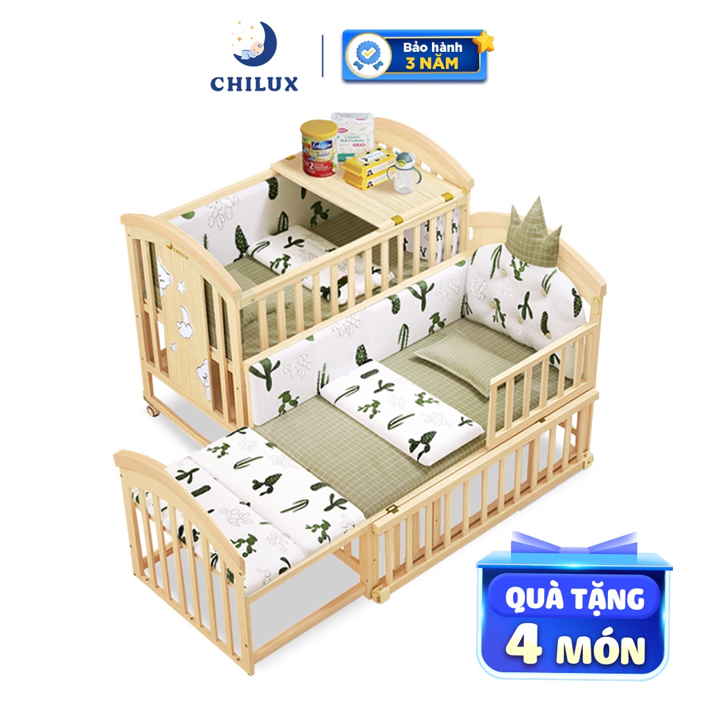 Nôi cũi cho em bé Chilux Peace Natural-Đa năng 6 chế độ tiện lợi cho mẹ&amp;bé-Bảo hành 3năm