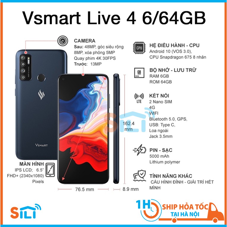 Điện thoại Vsmart Live 4 6GB/64GB - Hàng nội bộ, NEW nguyên seal