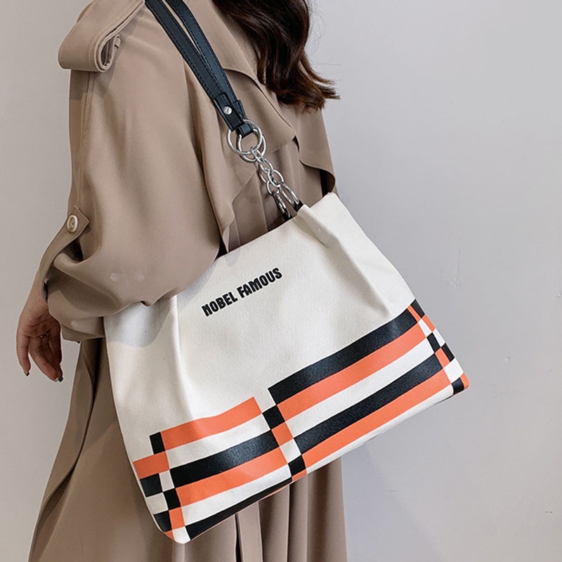 Túi Xách Đeo Vai Vải Bạt Ngăn Chứa Rộng Thời Trang Nữ