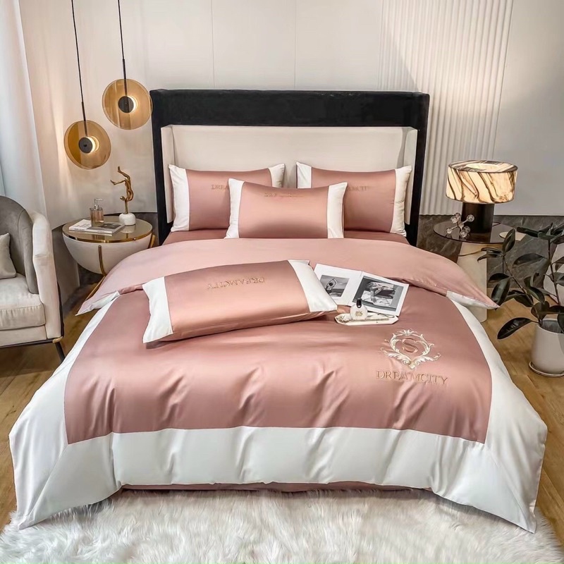 Bộ Chăn Ga Gối Dream City Lụa Cotton 4 Món Cao Cấp Phối Màu Sang Trọng Mẫu Mới Nhất 2023
