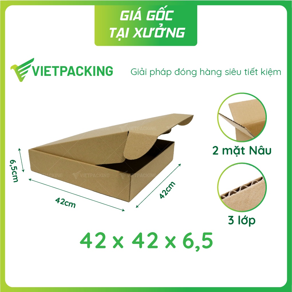 42x42x6,5 - 10 hộp carton nắp gài hông thời trang siêu tiện lợi V207