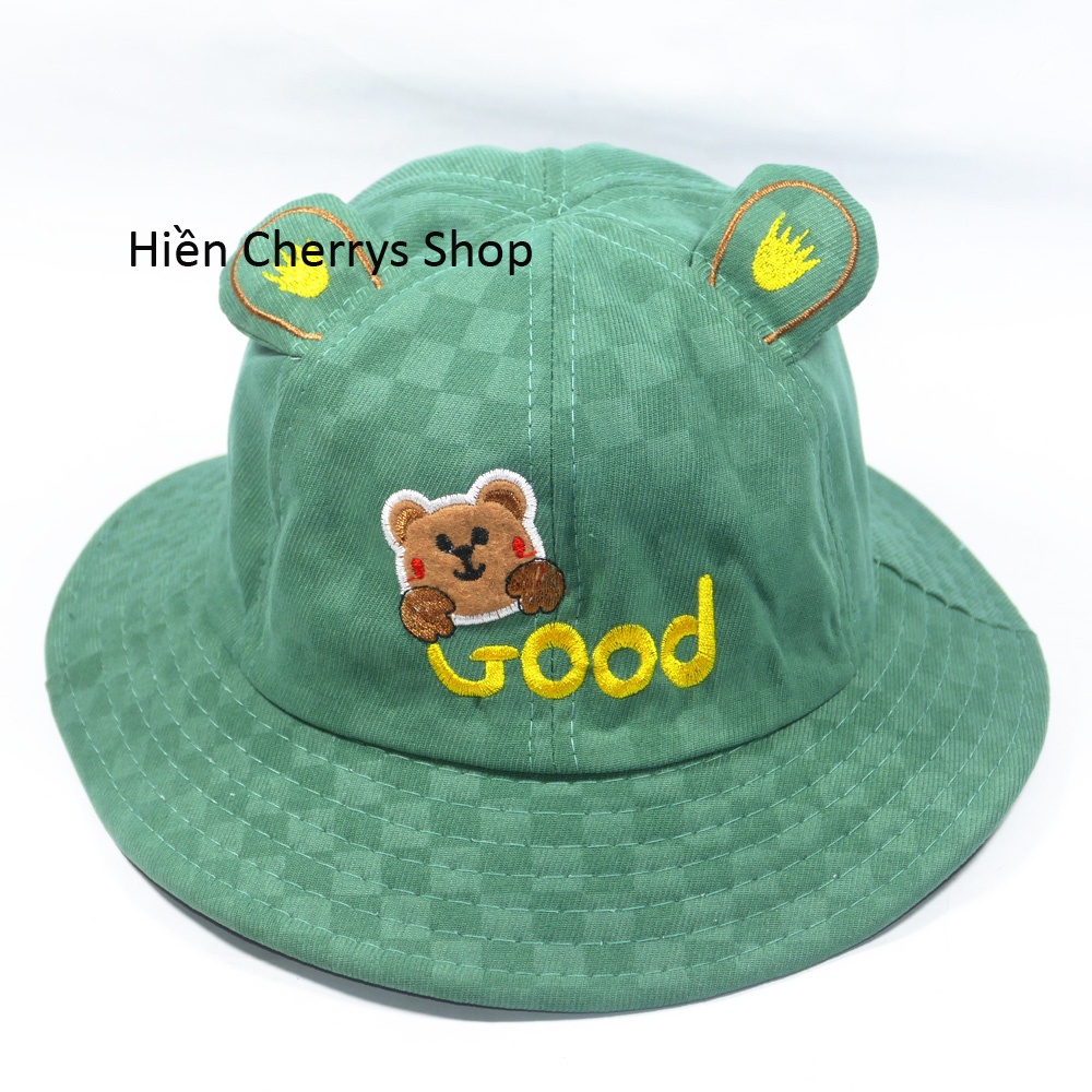 Nón bucket ,nón tai bèo trẻ em hình gấu dễ thương - chât liệu vải mềm mại tạo cảm giác cho bé