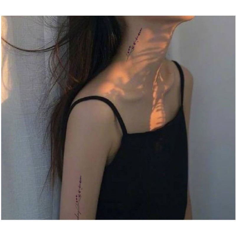 Hình xăm hoa diên vĩ lavender p03