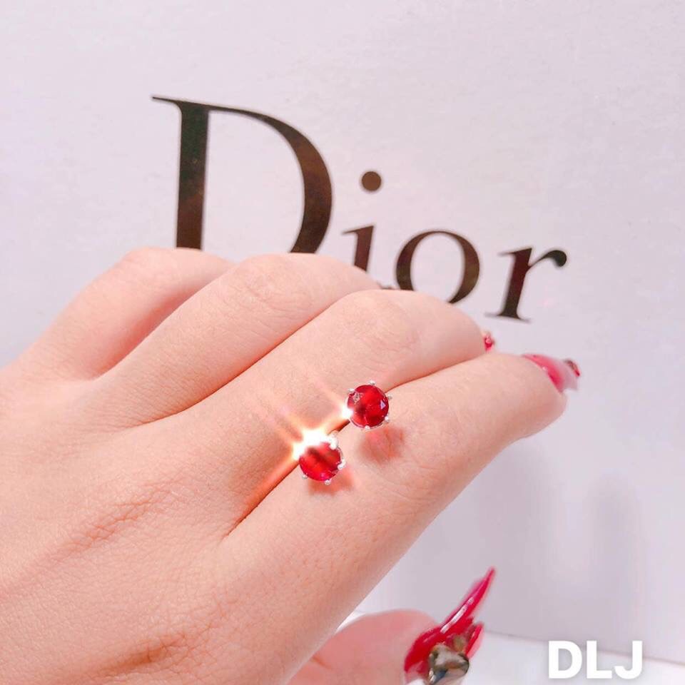 Bông tai bạc dạng khuyên nụ đá nhiều màu cỡ 6ly - Nụ Bạc Bibi silver