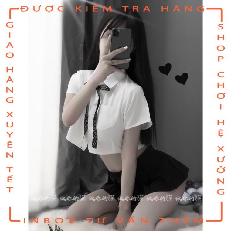 Bộ áo trắng và chân váy ngắn hóa trang học sinh kiểu dáng quyến rũ dành cho nữ  - hot tiktok | BigBuy360 - bigbuy360.vn