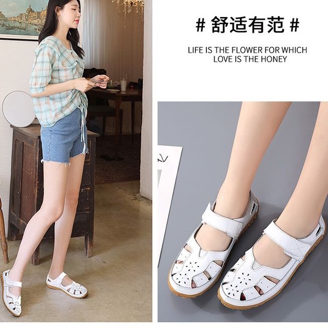 Xăng đan Đế Mềm Chống Trượt Đục Lỗ Thoáng Khí Thoải Mái Cho Nữ