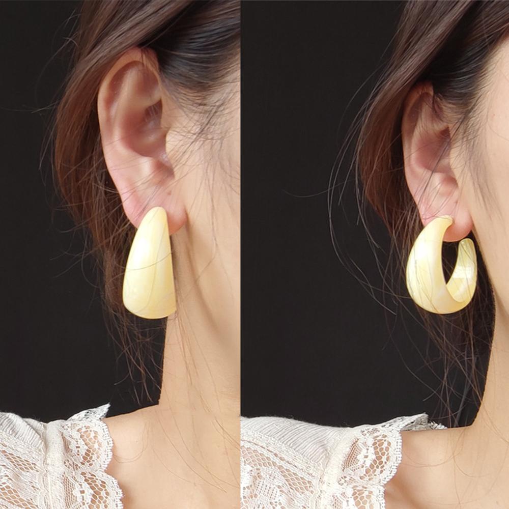 Bông Tai Hình Chữ C Bằng Nhựa Resin Acrylic Kiểu Vintage Hàn Quốc Back2Lilife