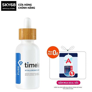 Tinh Chất Cấp Nước, Dưỡng Ẩm Sâu Timeless Hyaluronic Acid 100% Pure Serum 30ml