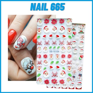 Sticker Noenl dán móng tay , Sticker nail lụa noel 5D cao cấp
