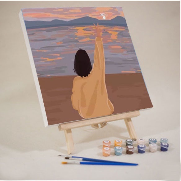 Bộ 20x20cm noframe Tranh số hóa màu acrylic tô theo mã số trên vải canvas trang trí nội thất  XH123