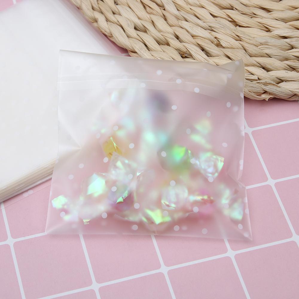 YVE Bộ 100 Túi Nhựa Đựng Bánh Kẹo Họa Tiết Chấm Bi Xinh Xắn