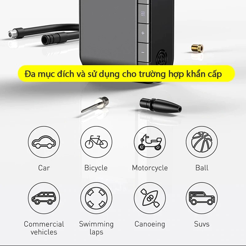 Máy bơm lốp xe (bơm không khí) nhỏ gọn Baseus Protable dành cho oto,xe máy/điện/đạp