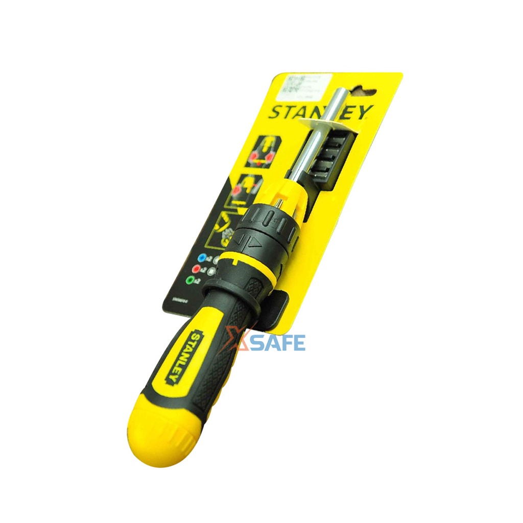 Bộ tua vít đa năng (10 mũi) STANLEY STHT68010-8 Bộ vít đa năng thép, tay cầm bọc cao su gồm 10 đầu mũi vít