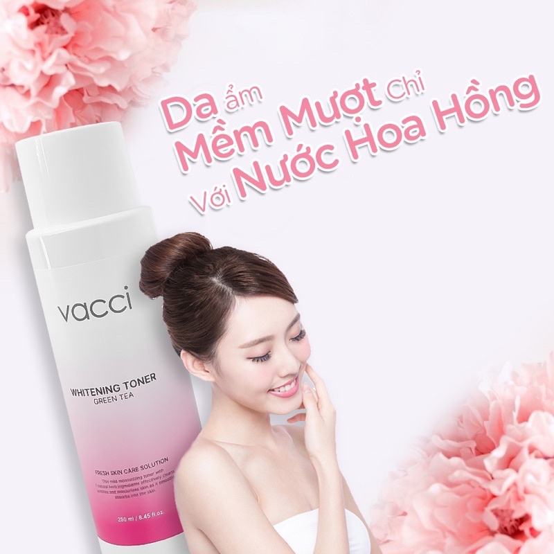 NƯỚC HOA HỒNG VACCI MÀU HỒNG - TRẮNG DA CHIẾT XUẤT TRÀ XANH - WHITENING TONER GREEN TEA 250ml