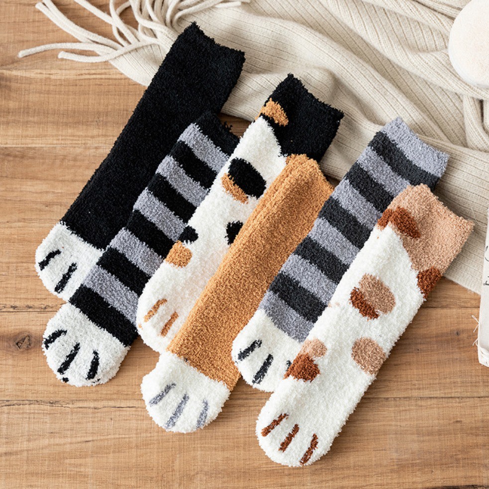 Vớ dài/ tất dài vải len bông Mua Tất hình chân mèo (muatatshop)