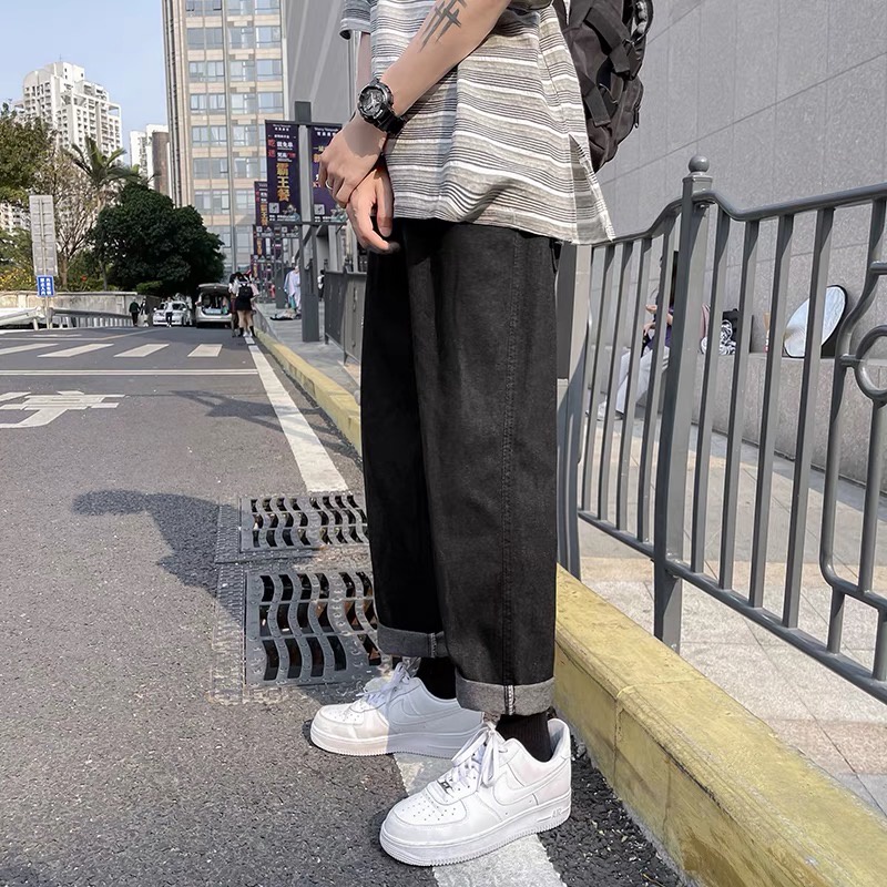 Quần Jean Xuông Nam Nữ Form Rộng Bigsize, Có 2 Màu Xanh - Đen Size S-3XL