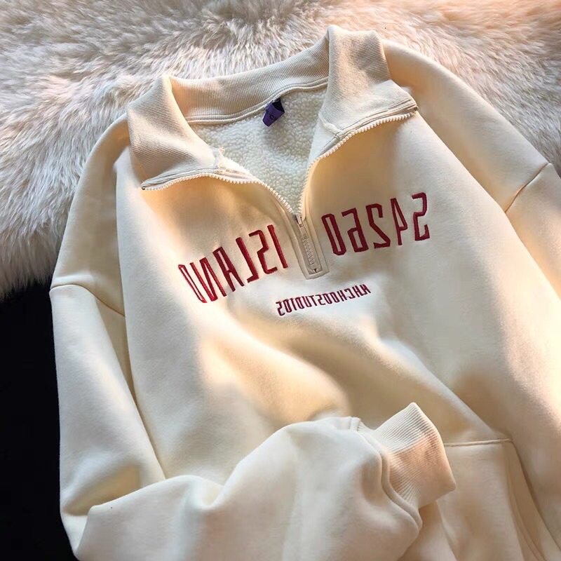 ÁO SWEATER ZIP/POLO TAY DÀI KHOÁ KÉO FORM RỘNG UNISEX ULZZANG STYLE HÀN QUỐC BASIC (order)