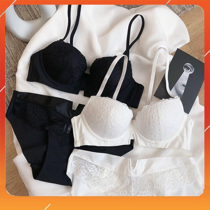 Set bộ đồ lót nữ hàng cao cấp Vickkk phối ren, áo cup ngang, có gọng, mút đệm vừa, Mã B29070