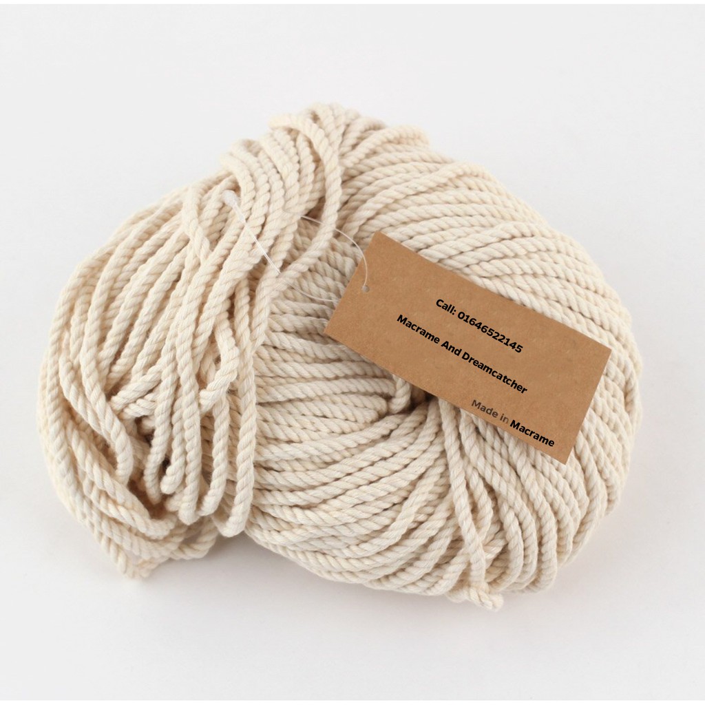 Combo 1kg dây macrame bện 4mm màu ngà + 1kg dây macrame xoắn 3mm màu ngà