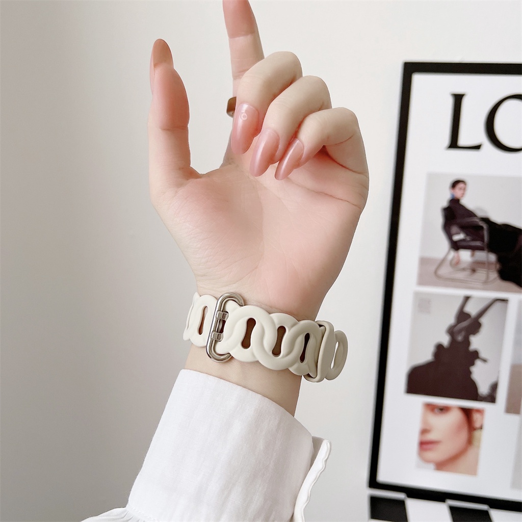 Dây Đeo Silicon Thời Trang Sang Trọng Cho Đồng Hồ iWatch 38mm 40mm 42mm 44mm 41 45mm