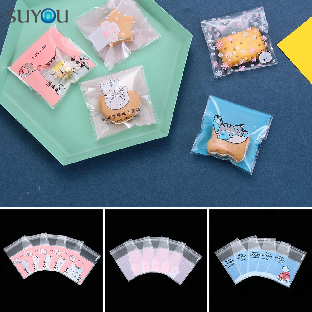 Set 95 Túi Nhựa Họa Tiết Hoạt Hình Dễ Thương Đựng Bánh Kẹo