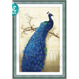 (ĐÃ ĐÍNH)Tranh đính đá thành phẩm CHIM CÔNG XANH 50x75cm AH 71431