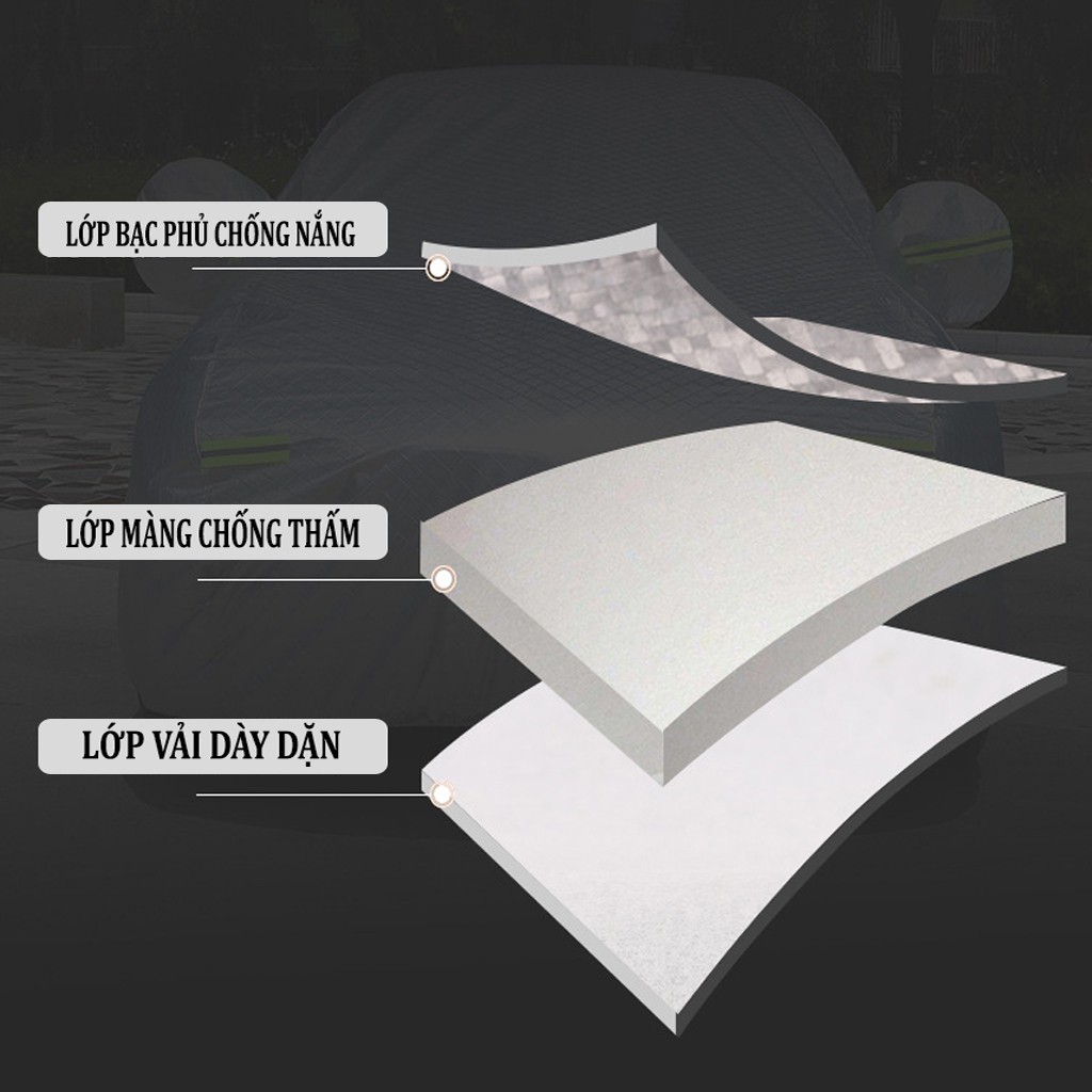 Bạt Phủ Ô Tô Tráng Gương 4 Mùa Chống Nắng Chống Mưa 3 Lớp