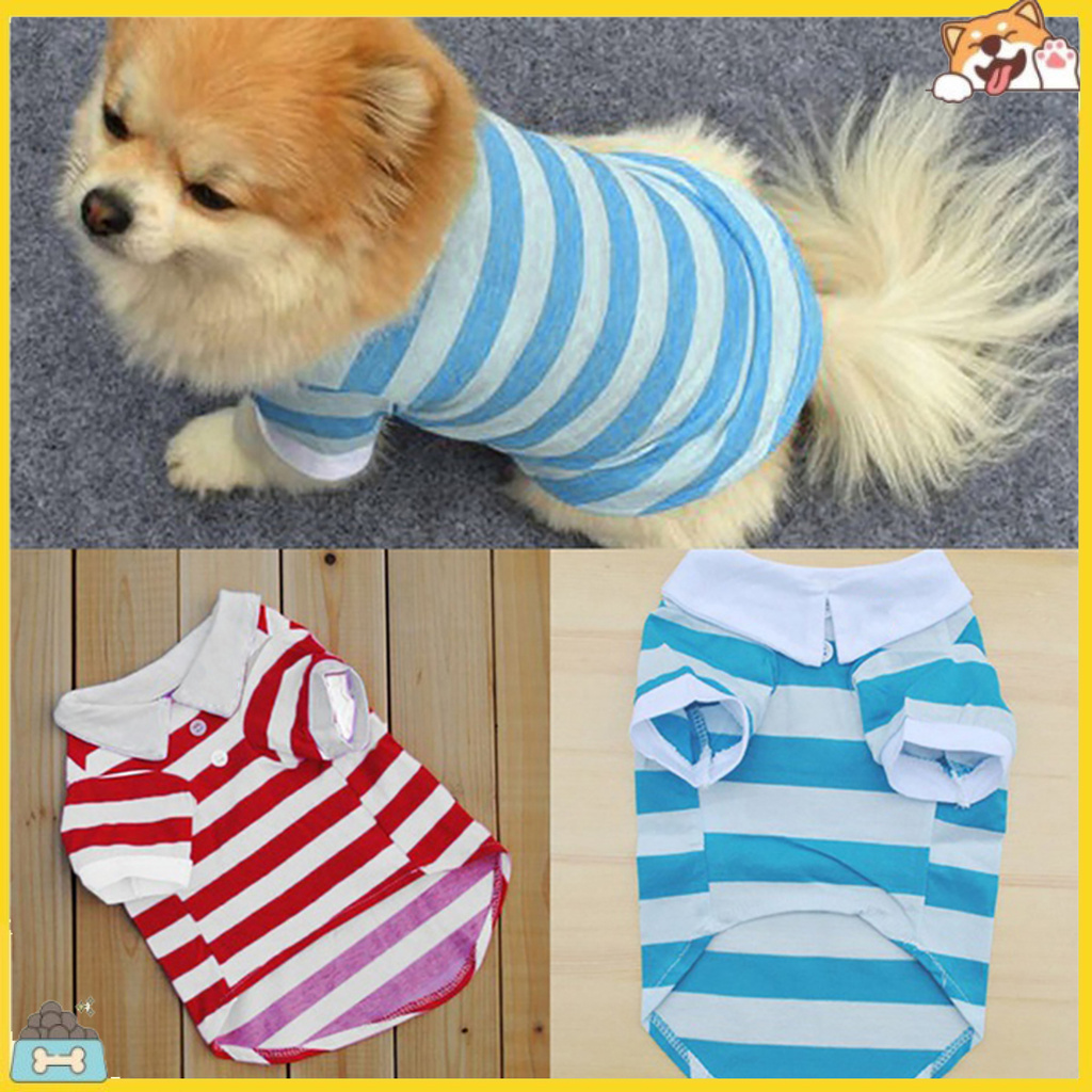 Áo thun kẻ sọc ngang dễ thương cho cún mèo