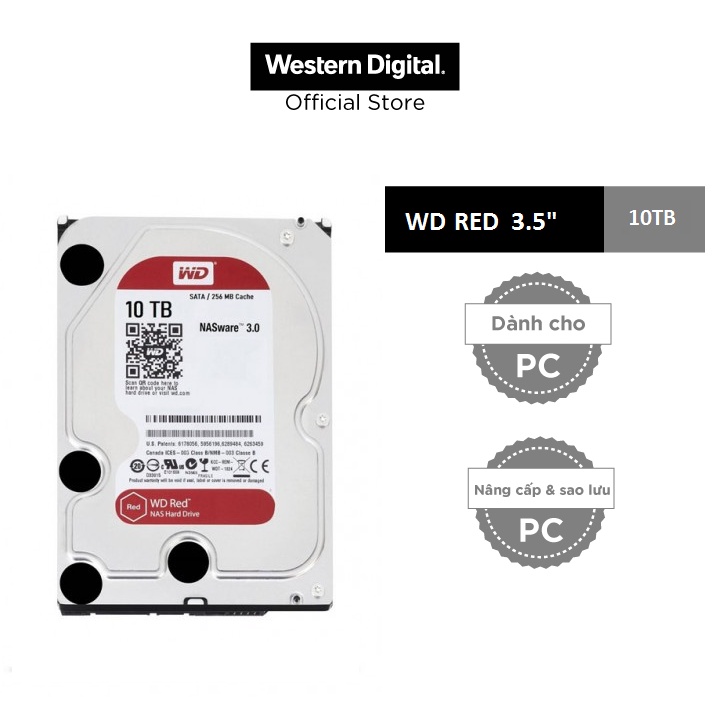 Ổ cứng gắn trong desktop WD Red 10TB, 3.5'', sata3 - (WD101EFBX)