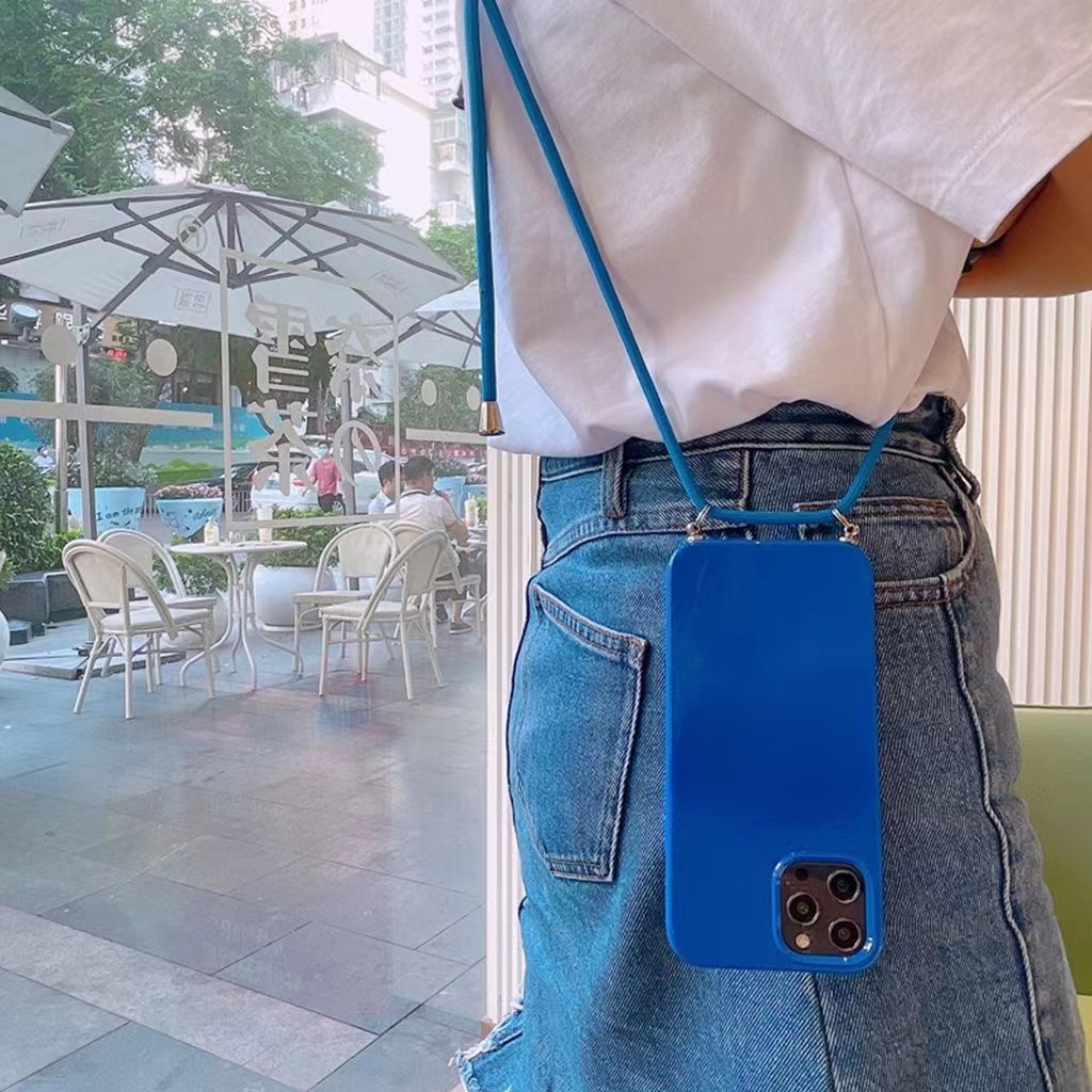 Sang Trọng Ốp Điện Thoại Silicon Màu Neon Dạ Quang Có Dây Đeo Cho 14 Promax 14 13 12 11 Pro max xs max xr 7 8 6 6s plus se 2020