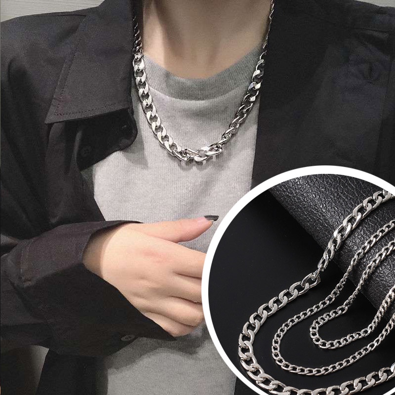 Vòng cổ Thép Không Gỉ Bản Rộng 3.5/5/7Mm Phong Cách Hip Hop Thời Trang