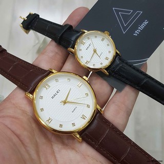Đồng hồ cặp nam nữ Halei mặt tròn chính hãng chống nước