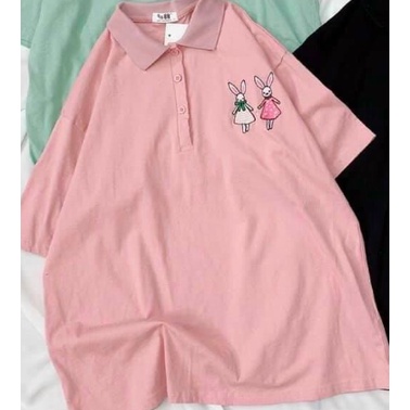 Áo thun nam nữ tay lỡ Polo form rộng unisex ĐÔI BẠN THÂN THỎ Freesize &lt;70kg