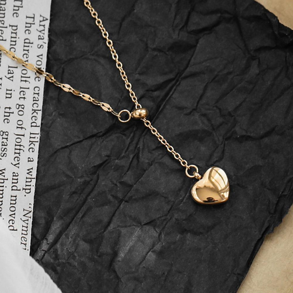 Dây Chuyền Mặt Trái Tim VANES1 Màu Vàng Có Thể Điều Chỉnh|Vòng Cổ Choker Thép Titan Mặt Trái Tim Thời Trang Cá Tính