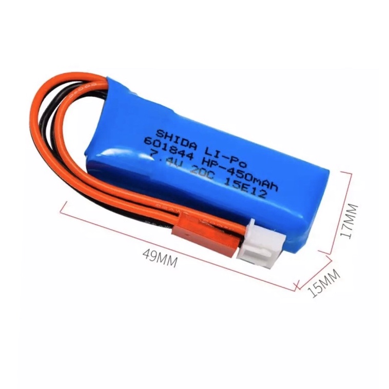 Pin lipo 7.4v 450mAh 20c 2s cho xe oto điều khiển từ xa wltoys k989,k969,k999,p929
