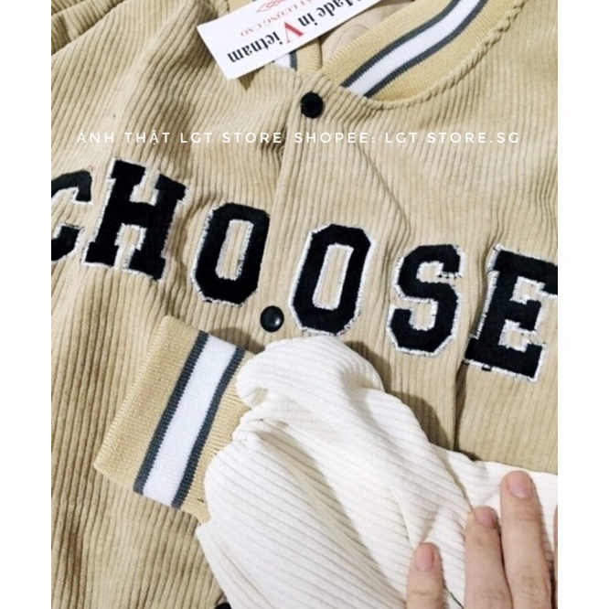 Áo khoác bomber (CÓ ẢNH THẬT) chất dạ nhung tăm cao cấp áo khiacs unisex thêu chưc CHOOSE