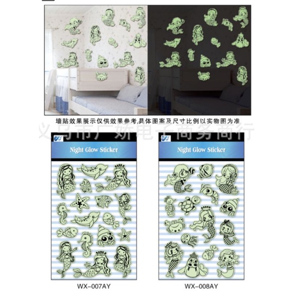 Sticker 3D phát sáng chống nước size lớn (vỉ 25 x 17cm)