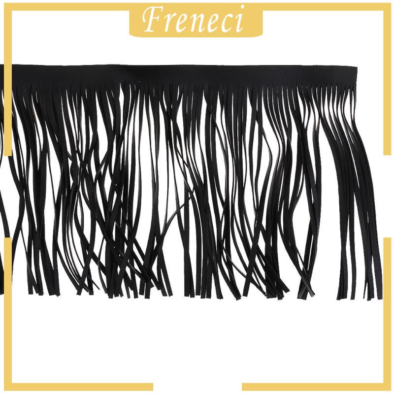 Dải Dây Tua Rua Màu Đen Giả Da 1 Yard Dùng Trang Trí Quần Áo DIY