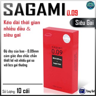 Bao cao su sagami siêu gai super dot 0.09 nhiều dầu bôi trơn hộp 10 cái