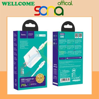 Bộ củ cáp sạc hoco c80 pd+ qc3.0, sạc nhanh 18w - sona offical