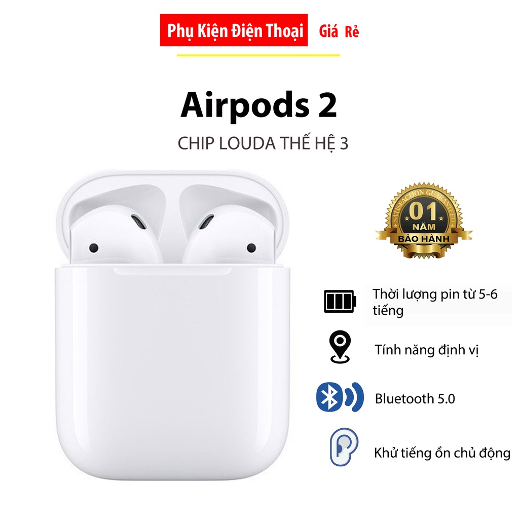 Tai nghe AIRPODS 2 Chip Louda Bản Cao Cấp - Định Vị - Đổi Tên / Tai nghe Bluetooth AIRPODS 2 Dành cho cả IOS và Android