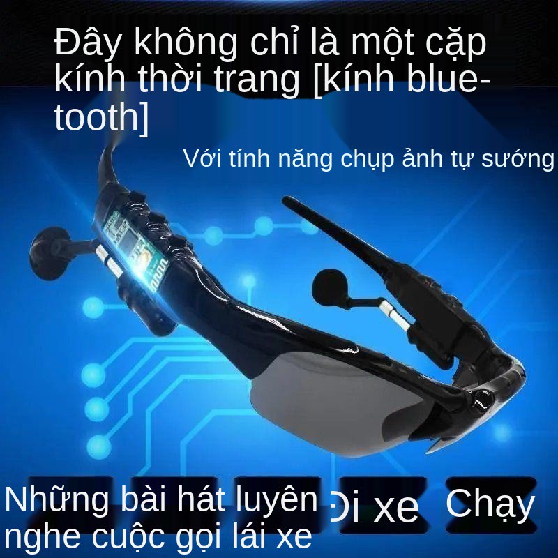 Tai nghe kính Bluetooth thông minh đa chức năng nhìn ban đêm không dây nút trong râm phân cực mắt