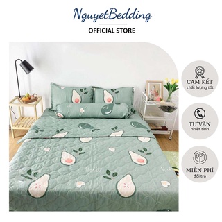 Bộ ga gối chăn hè 5 món - Ga gối Poly Cotton, Mền hè đẹp M8x2M - Ga gối NguyetBedding